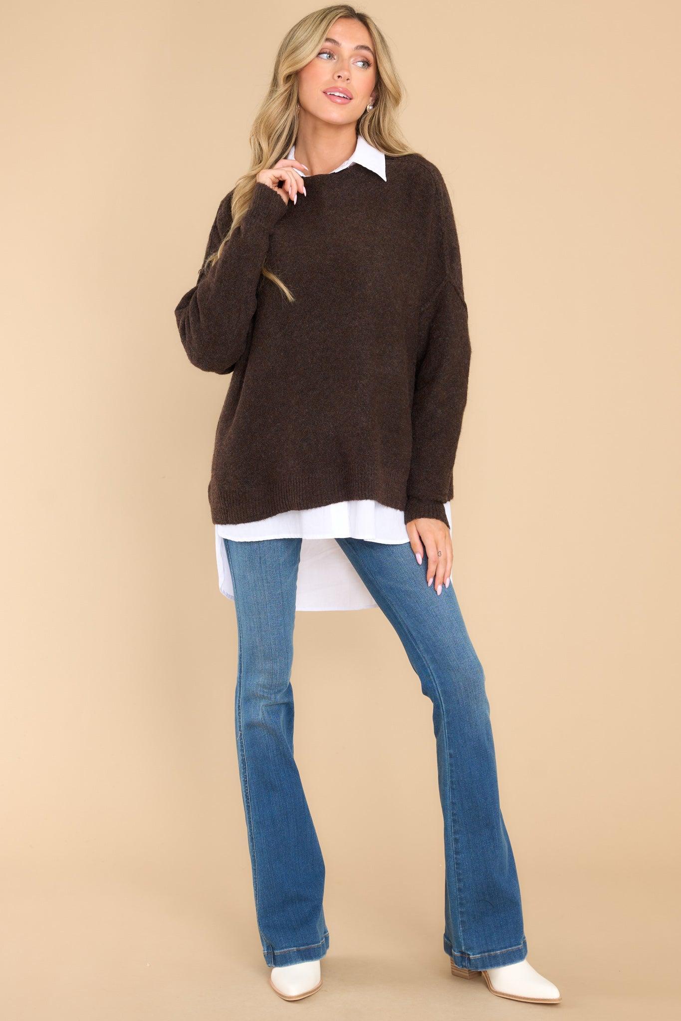 Full Heart Dark Brown Sweater Product Image