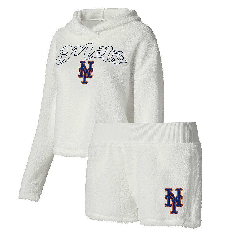 Womens Concepts Sport Cream New York Mets Fluffy Hoodie Top & Shorts Sleep Set Product Image