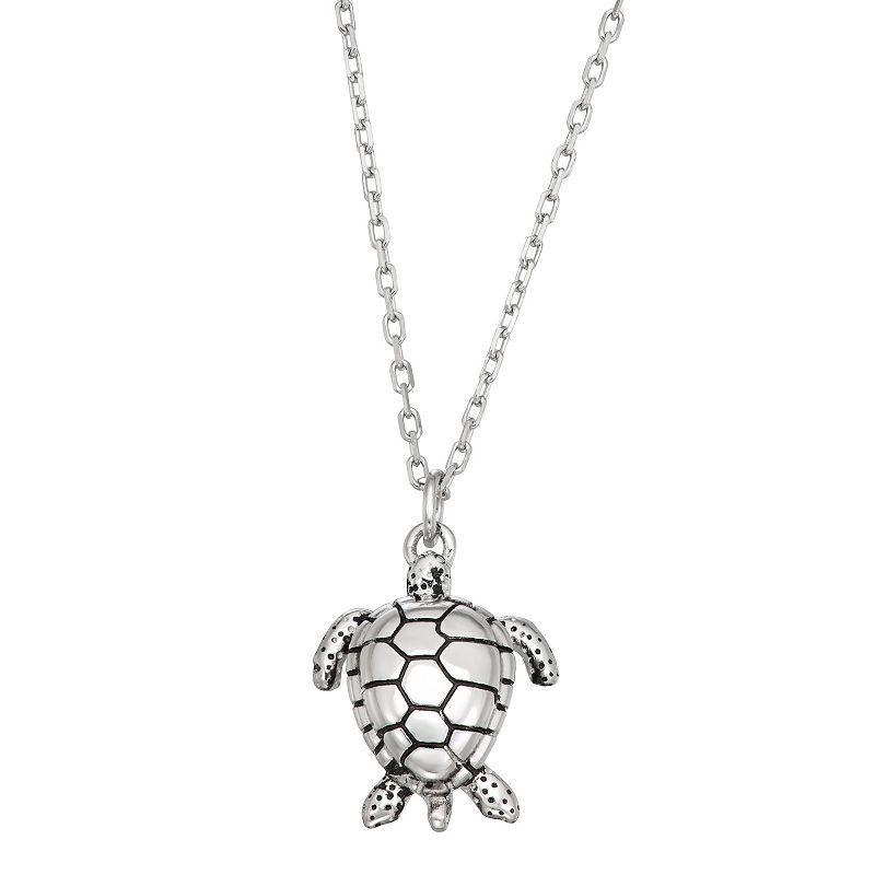 Sterling Silver Sea Turtle Necklace, Womens Product Image