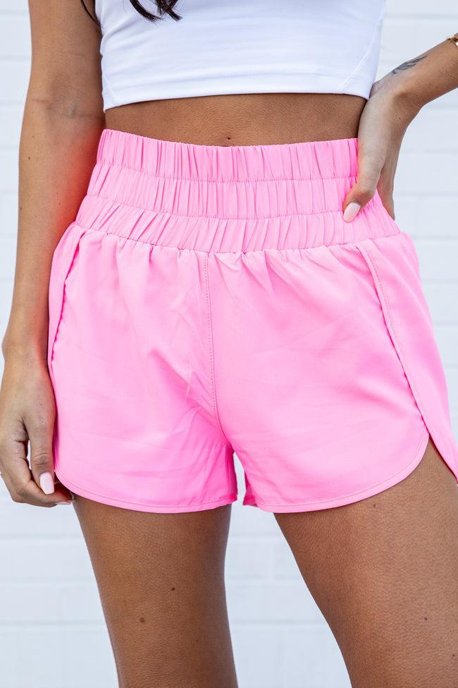 Errands To Run Solid Pink High Waisted Athletic Shorts Product Image