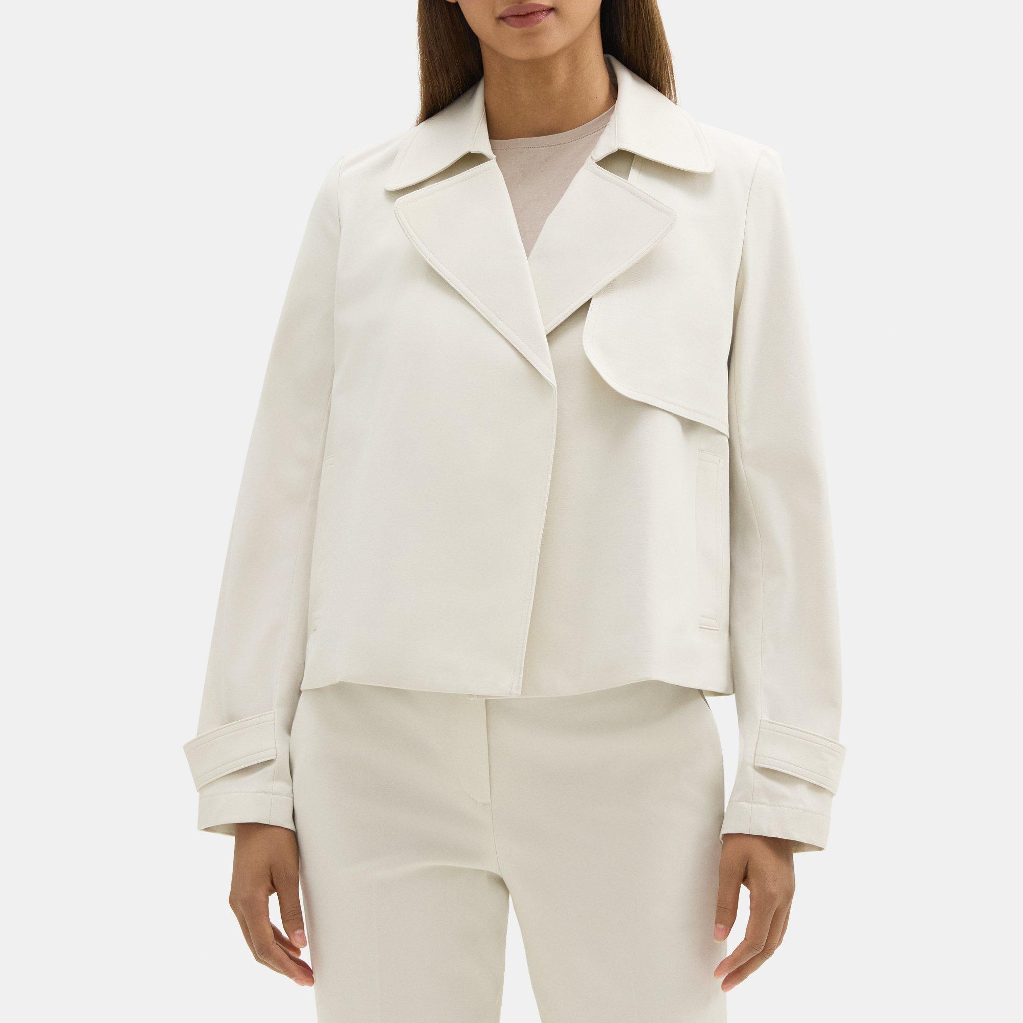 Cotton-Blend Twill Cropped Coat | Theory Outlet Product Image