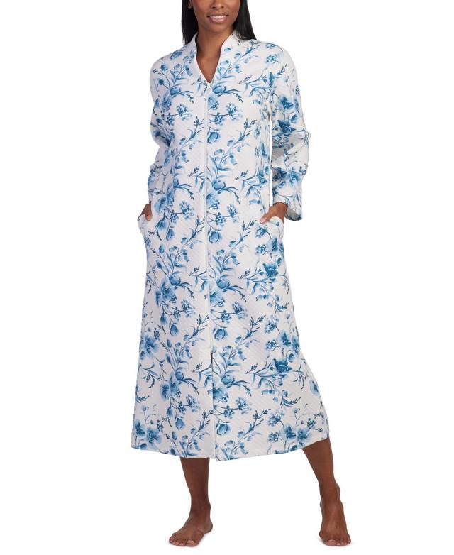 Miss Elaine Womens Zip-Front Long-Sleeve Floral Robe Product Image