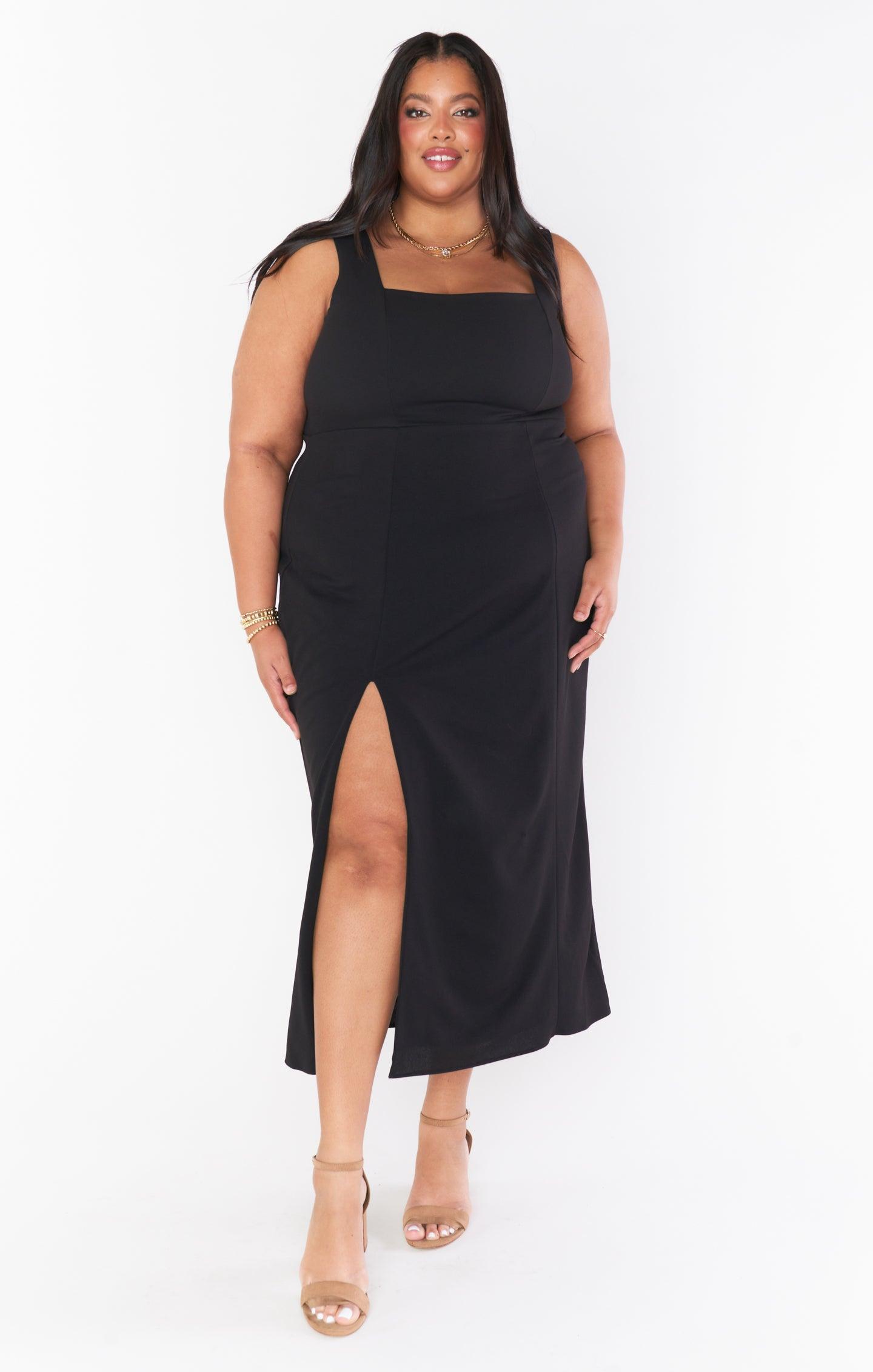 Eden Midi Dress ~ Black Stretch Product Image