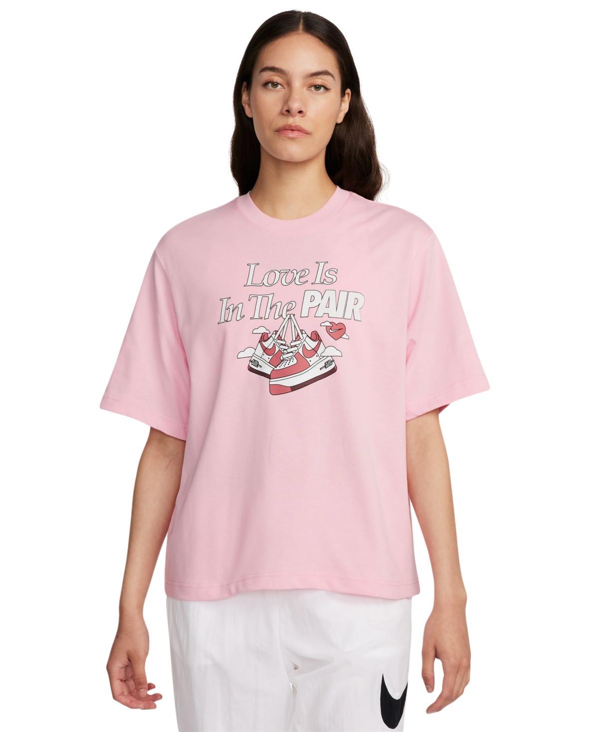 Nike Womens Cotton Sportswear Graphic T-Shirt Soft Pink Product Image