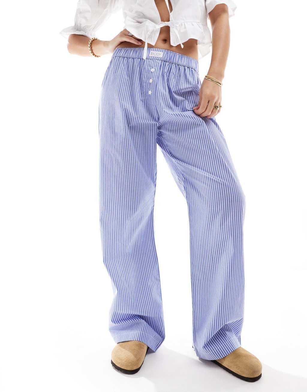 Cotton On boxer style pajama pants in navy stripe Product Image