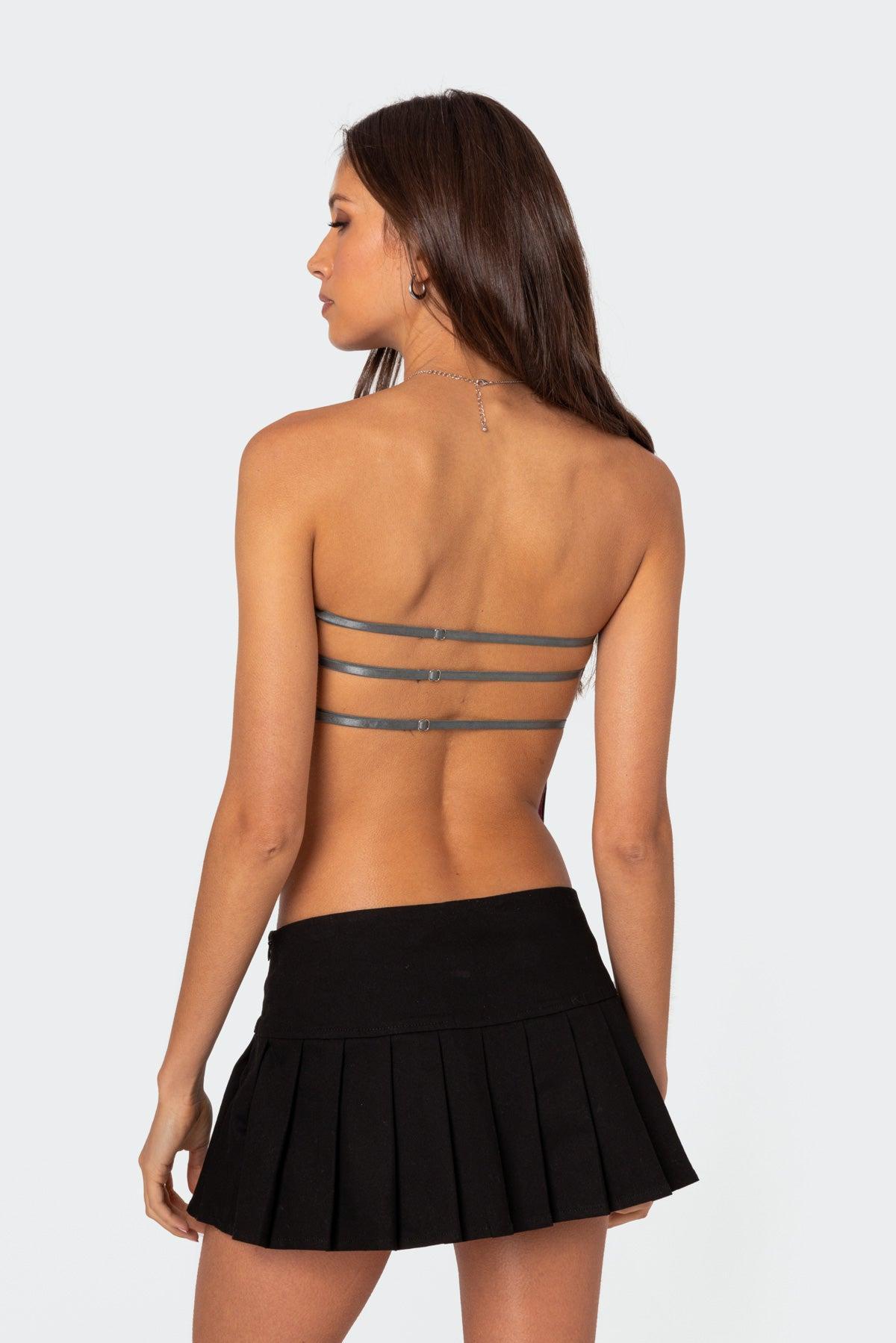 Pinstripe Open Back Strapless Top Product Image