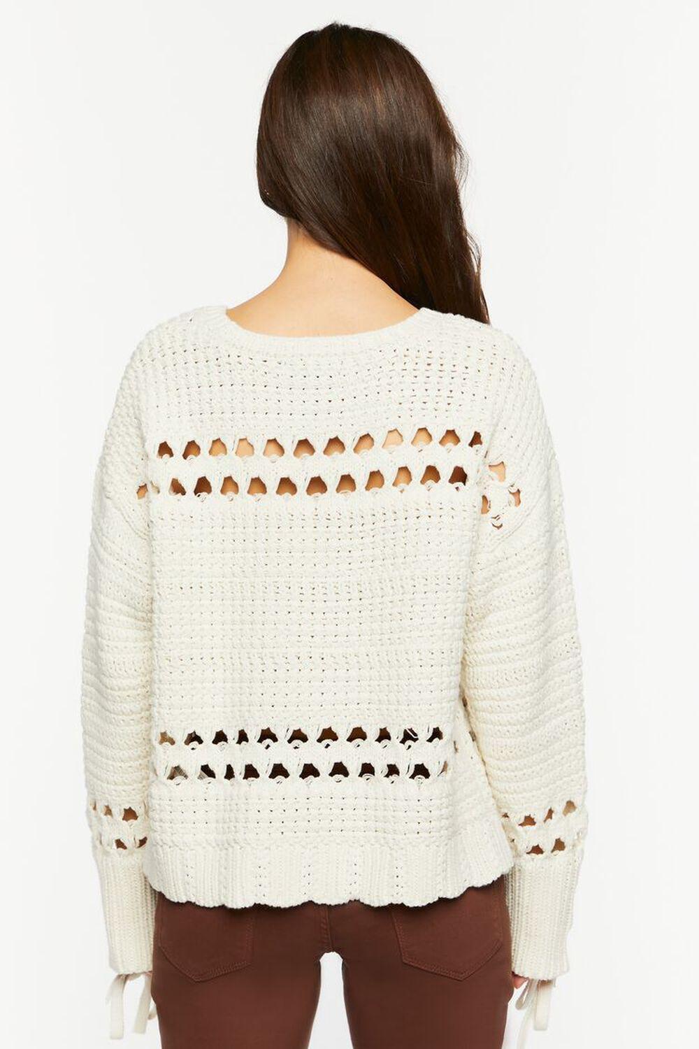 Pointelle Lace-Up Cutout Sweater | Forever 21 Product Image