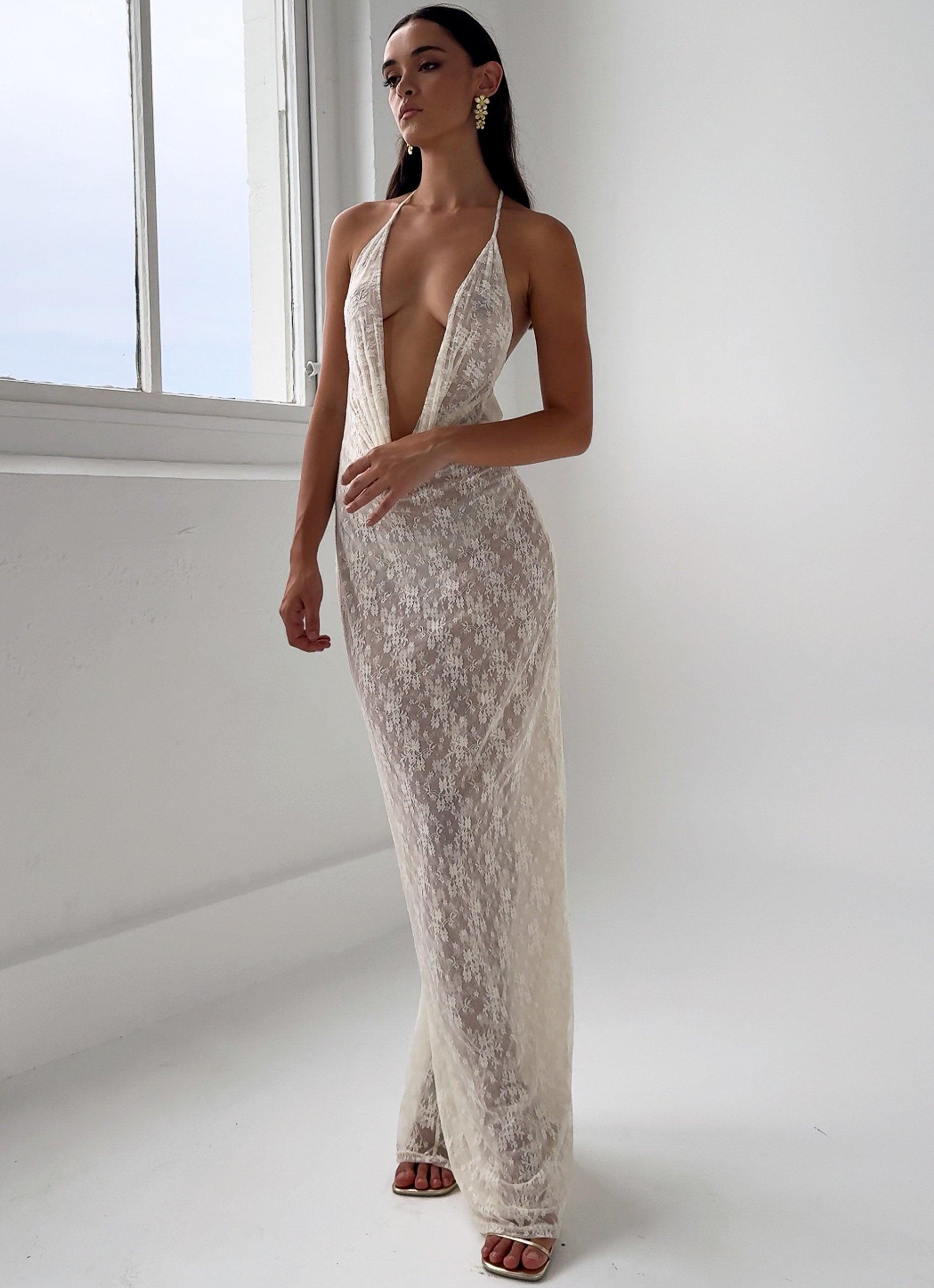 Champagne Coastline Maxi Dress - Ivory Product Image