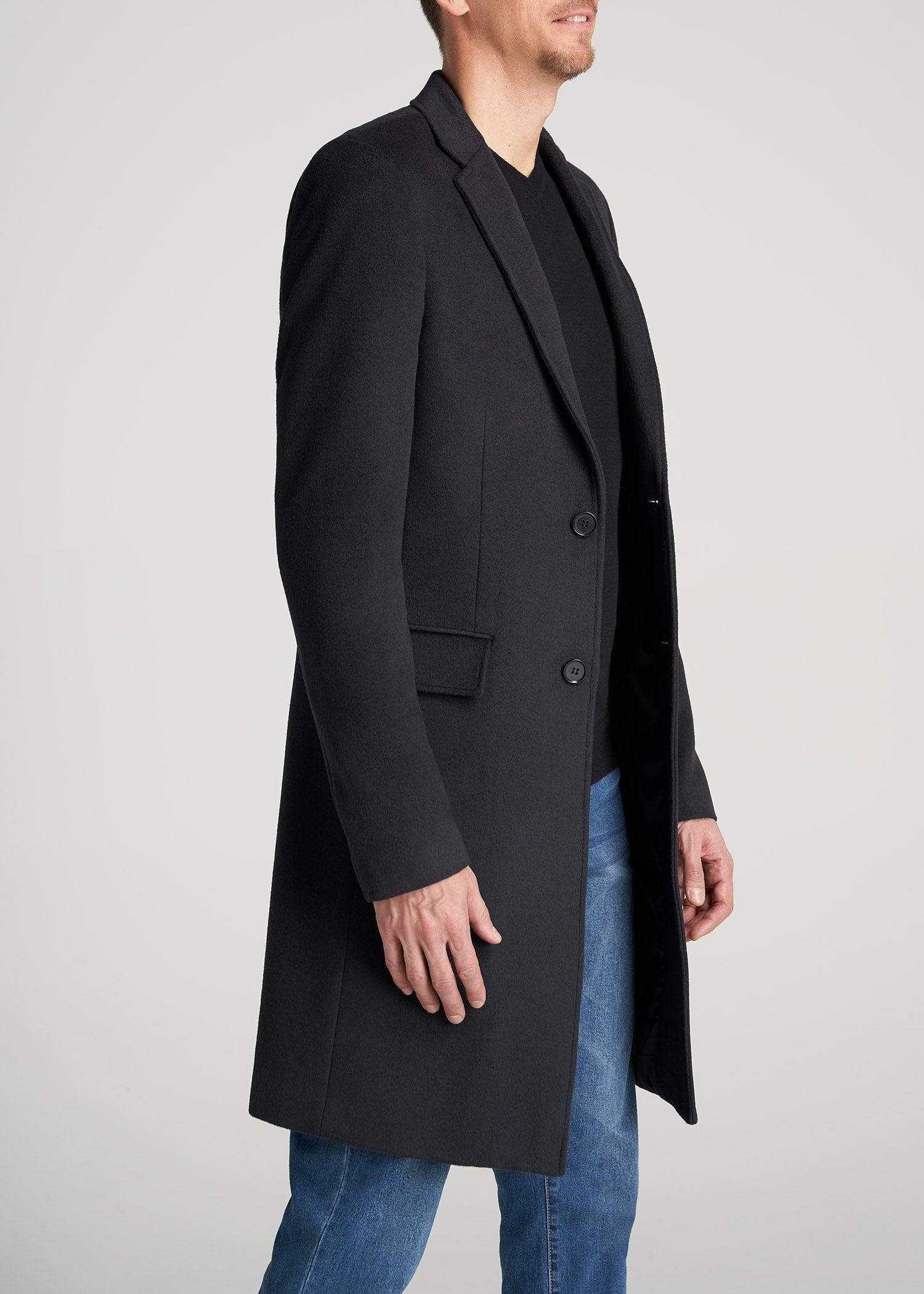 Wool Coat for Tall Men in Charcoal Mix Male Product Image