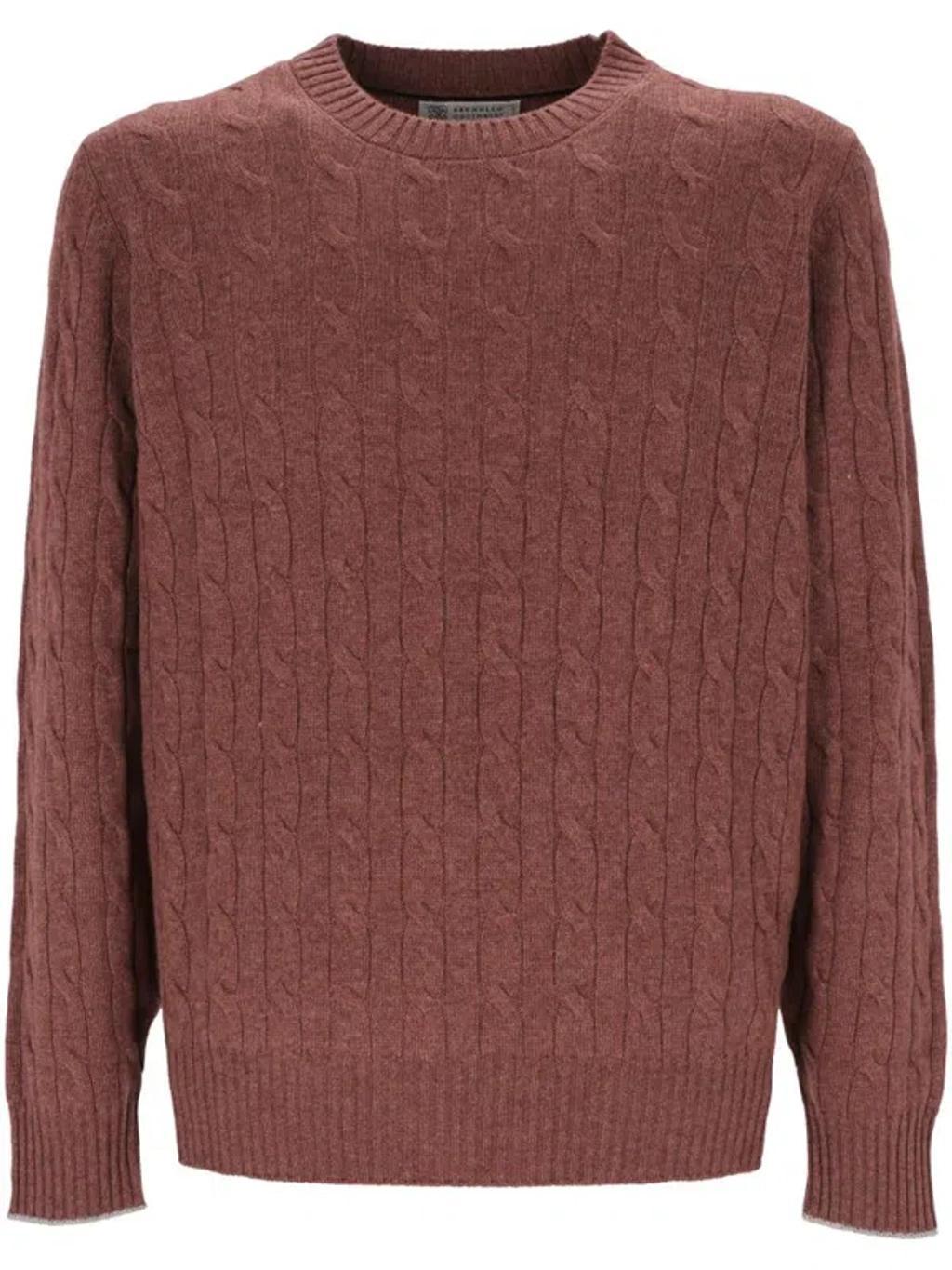 BRUNELLO CUCINELLI Cable-knit Cashmere Sweater In Red product image