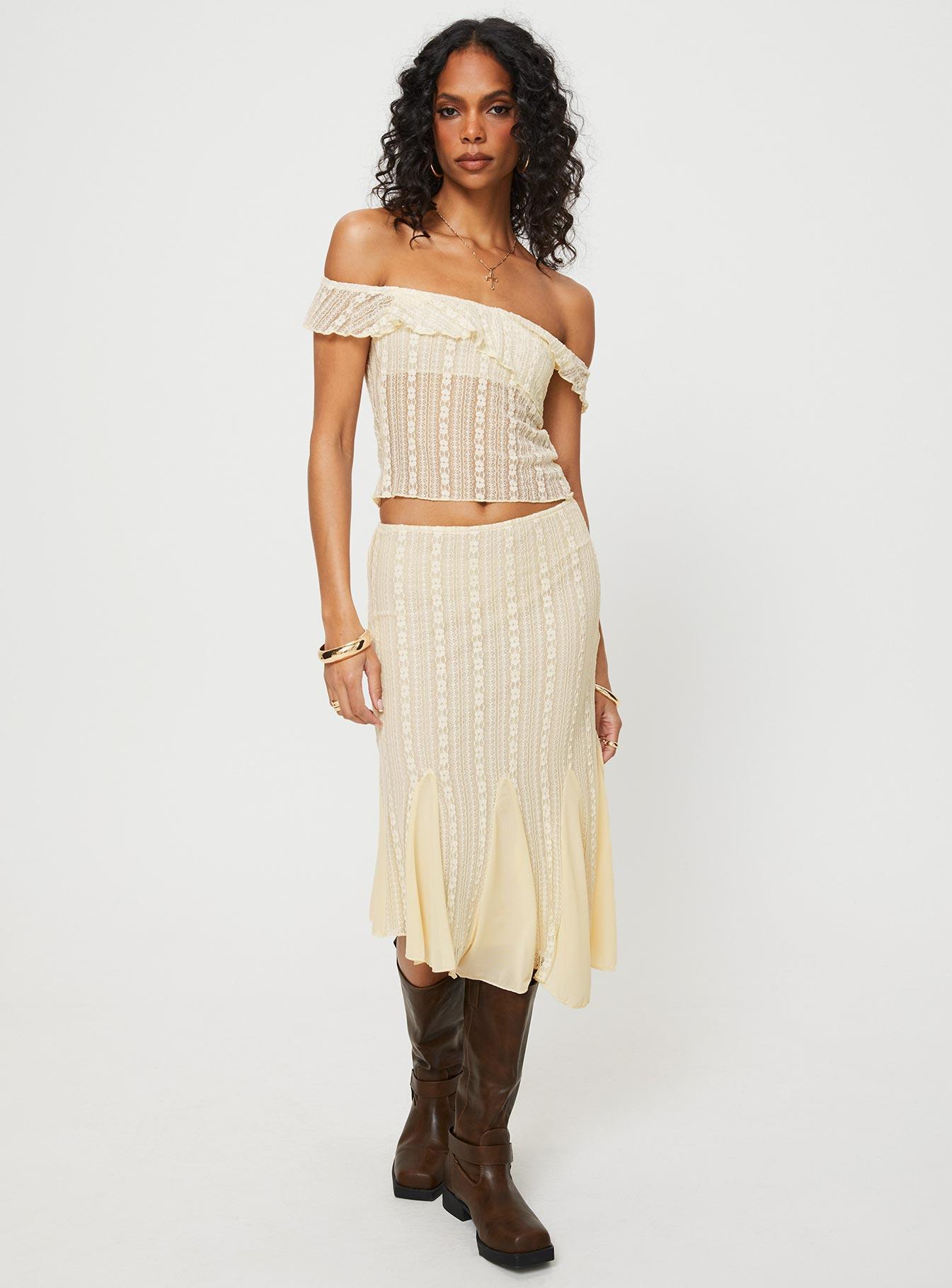 Betharia Midi Skirt Cream Product Image