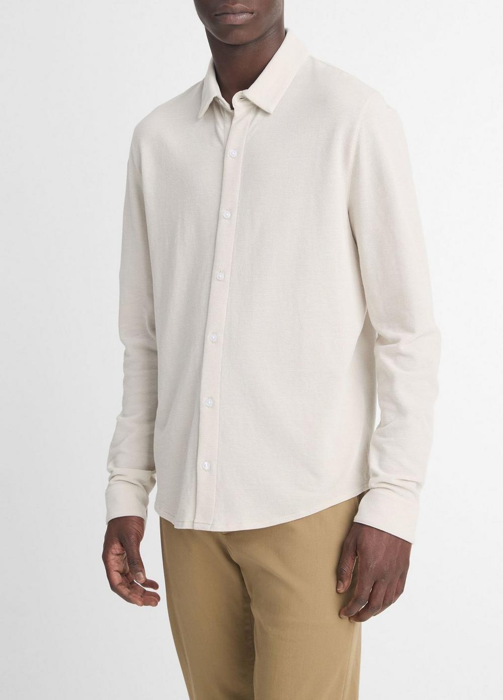 Cotton Piqué Button-Front Shirt Product Image