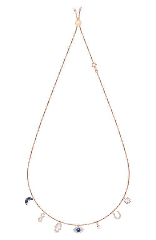 Swarovski Rose Gold-Tone Crystal Protective Charm Bolo Necklace Product Image