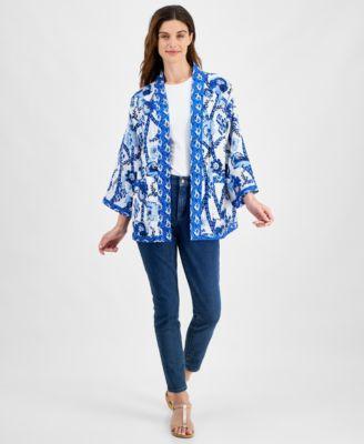 Petite Belinda Border Reversible Kimono, Created for Macy's Product Image