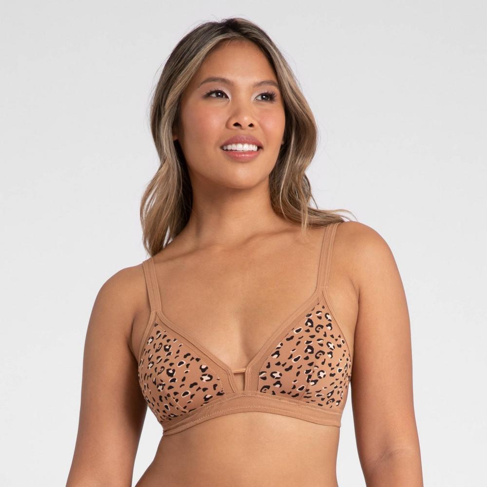 All.You.LIVELY Womens Leopard Print Mesh Trim Bralette - Camel L Product Image