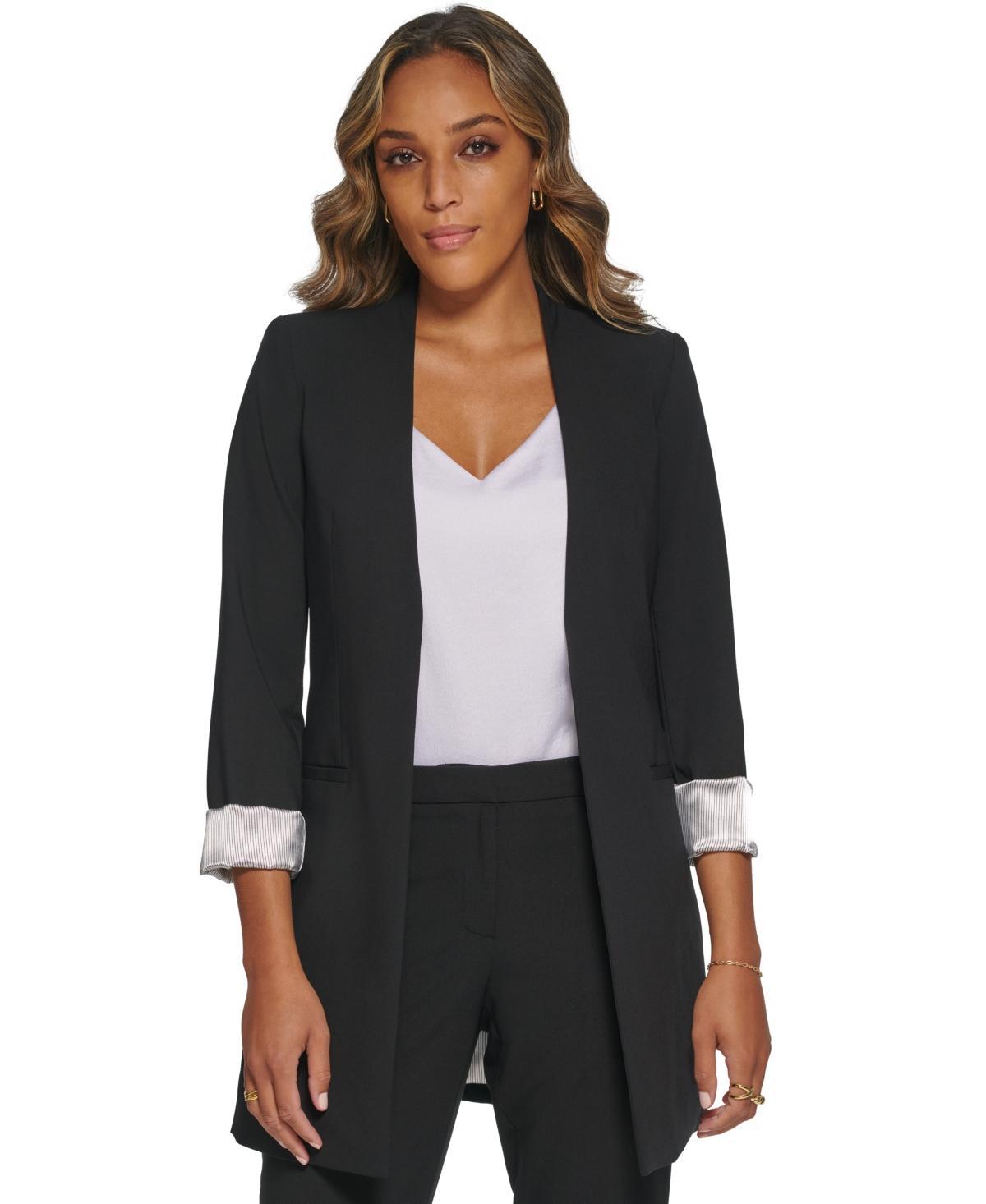 Calvin Klein Womens Oversized Rolled Cuff Blazer - Black Product Image