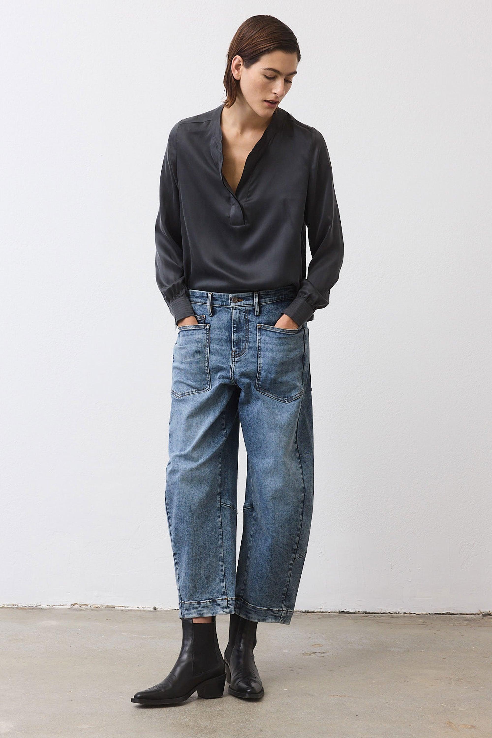 The Petite Slouchy Denim Pants Product Image