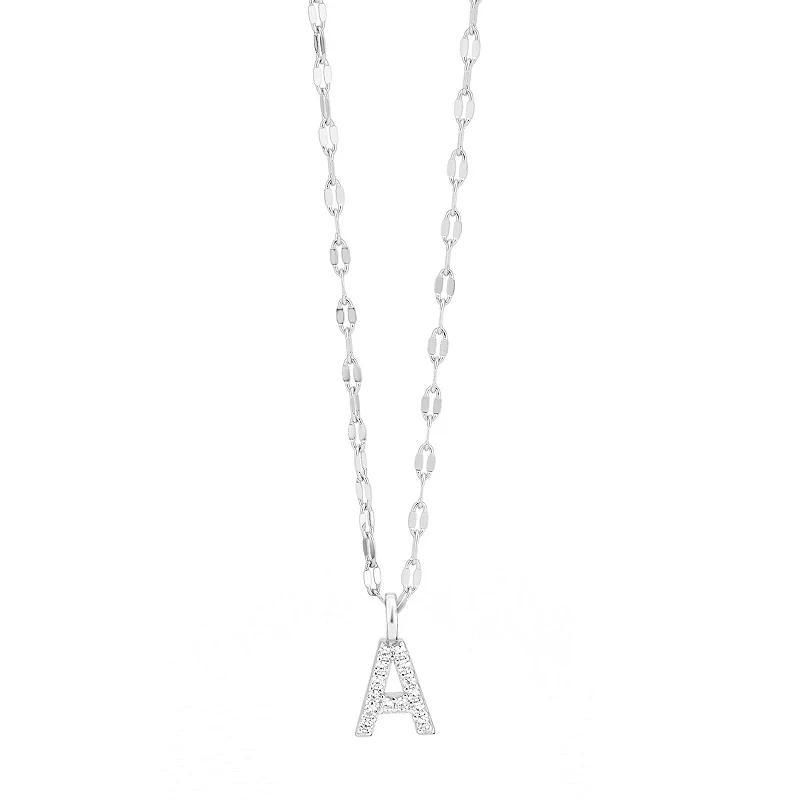 Judy Crowell Sterling Silver Cubic Zirconia Pave Mirror Chain Initial Necklace, Womens Product Image