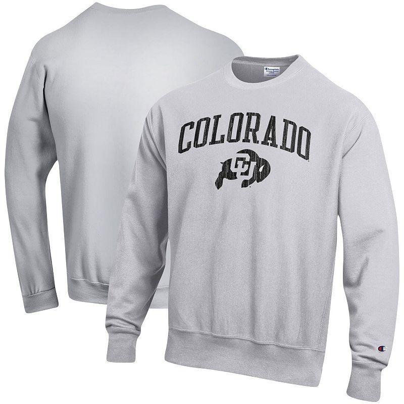 Mens Champion Silver Colorado Buffaloes Arch Over Logo Reverse Weave Pullover Sweatshirt Product Image