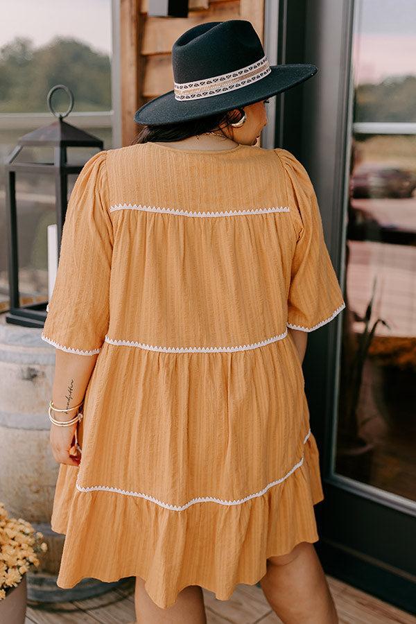 Simply Lovely Tiered Mini Dress in Mustard Curves Product Image