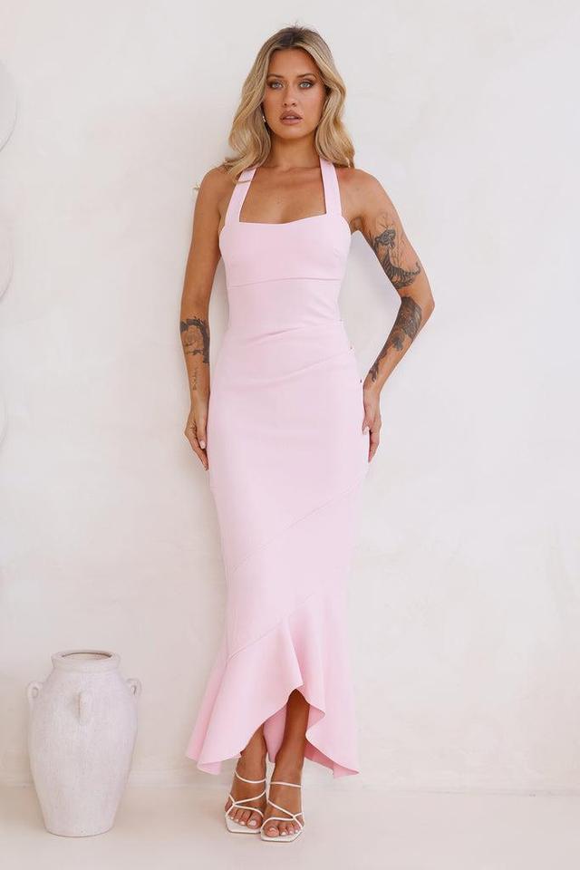 Good Conversation Halter Maxi Dress Pink Product Image