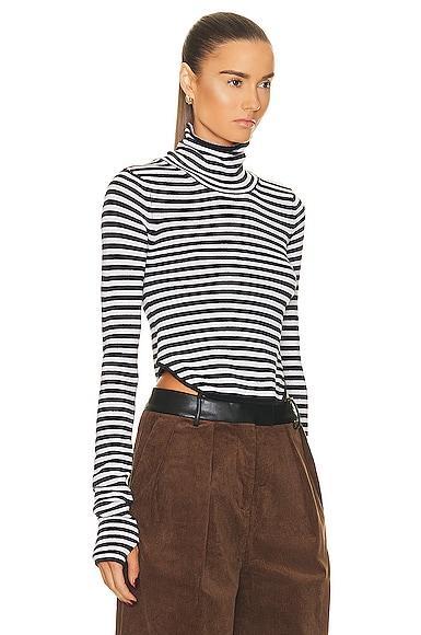 Helsa Alva Turtleneck in Black & White - Black,White. Size XL (also in L). Product Image