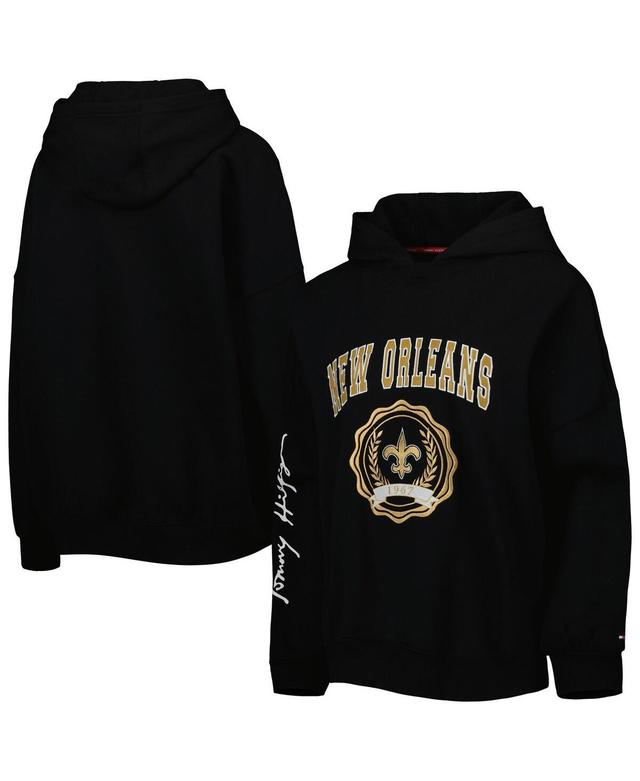 Womens Tommy Hilfiger Black New Orleans Saints Becca Drop Shoulder Pullover Hoodie Product Image