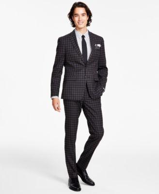 Bar Iii Mens Slim Fit Check Suit Jacket Pants Created For Macys Product Image