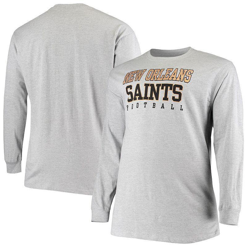 Men's Fanatics Branded Heathered Gray New Orleans Saints Big & Tall Practice Long Sleeve T-Shirt Product Image