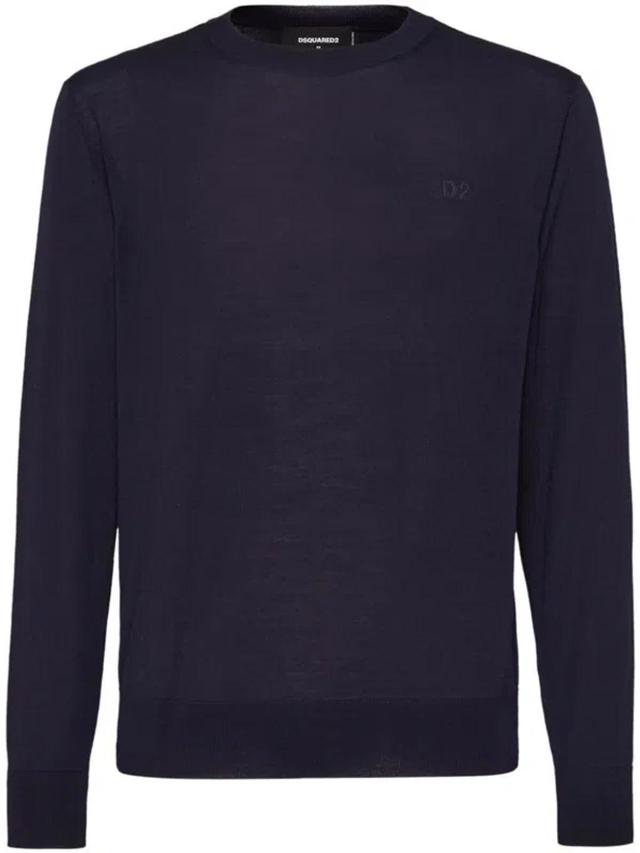 DSQUARED2 Fine-knit Crew-neck Jumper In Blue Product Image