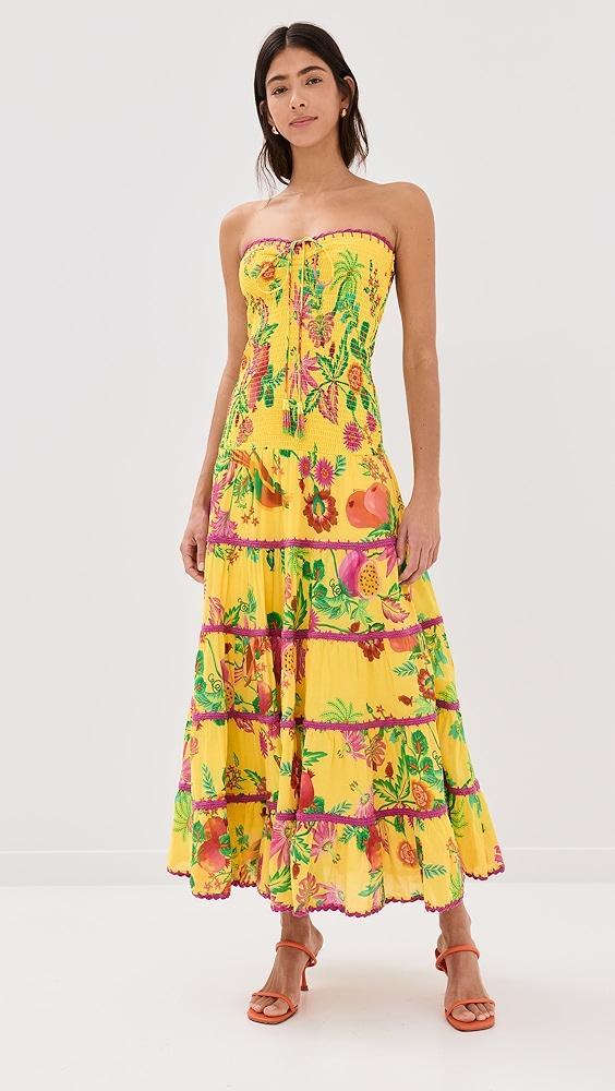 FARM Rio Delicate Fruit Garden Yellow Smocked Maxi Dress | Shopbop Product Image