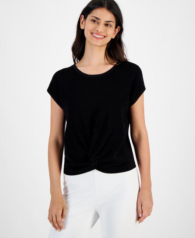 T Tahari Womens Twist-Hem Dolman-Sleeve Top Product Image