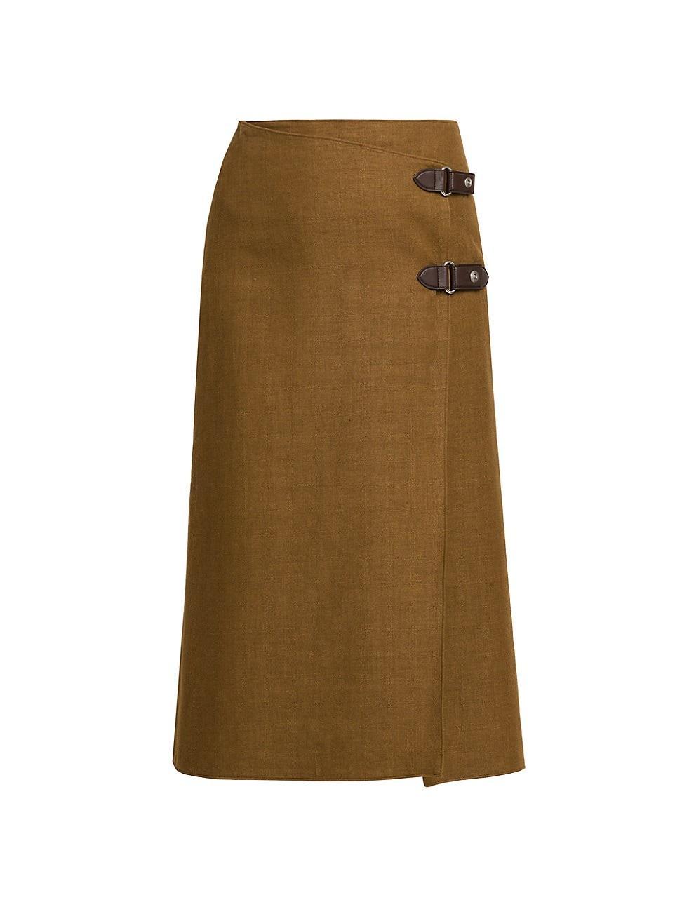 Womens Alinne Linen & Wool-Blend Midi-Skirt product image