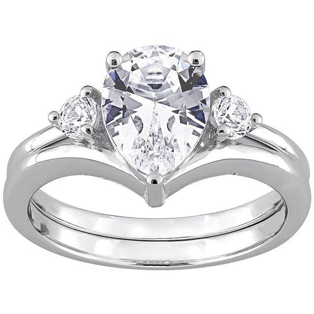 Stella Grace 10k White Gold Lab-Created White Sapphire Engagement Ring Set, Womens Product Image