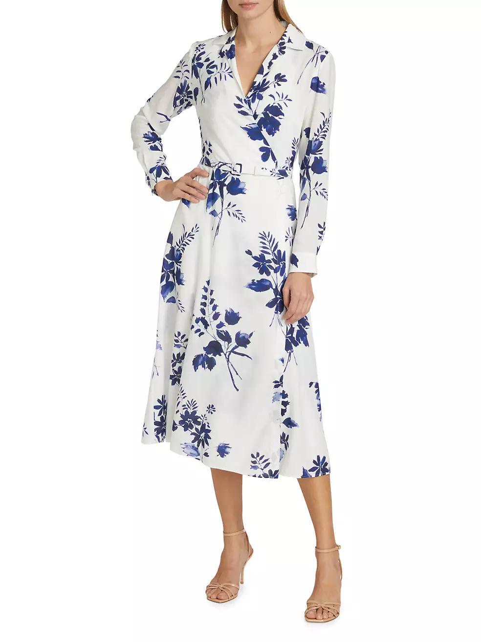 Aniyah Belted Floral Wrap Midi-Dress Product Image