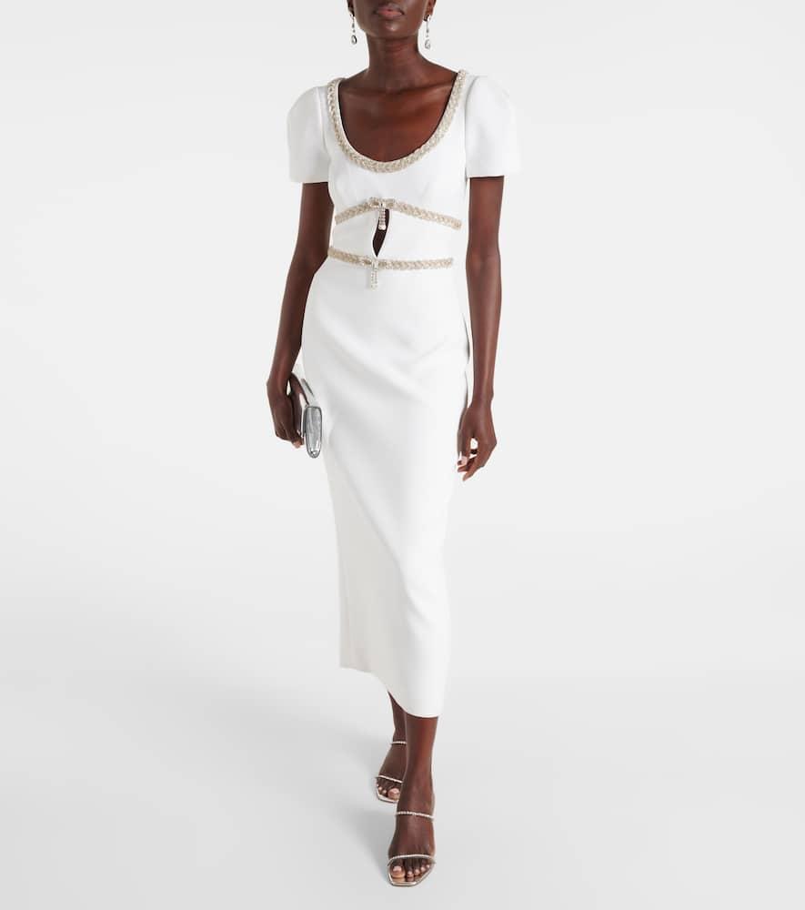 Crystal-embellished Crêpe Midi Dress In White Product Image