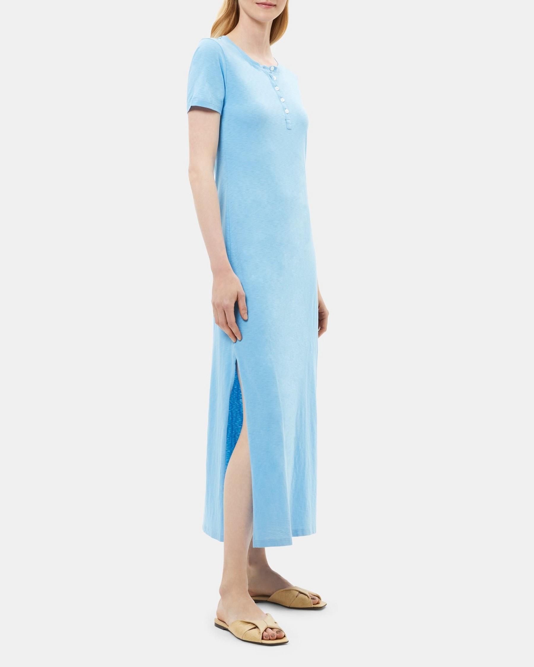 Henley Maxi Dress in Slub Cotton Product Image