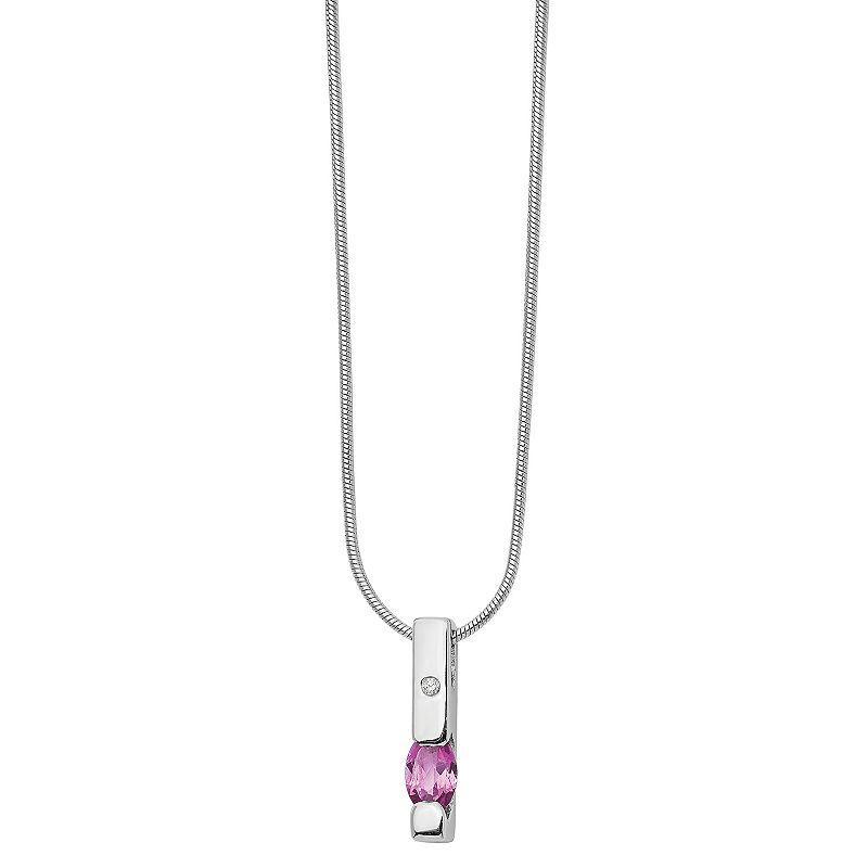 White Ice Sterling Silver Diamond Accent & Pink Tourmaline Necklace, Womens Product Image