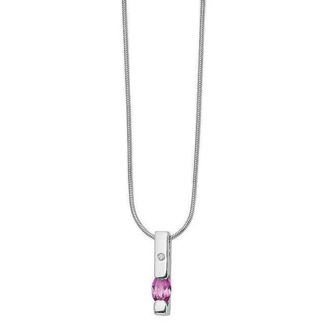 White Ice Sterling Silver Diamond Accent & Pink Tourmaline Necklace, Womens Product Image