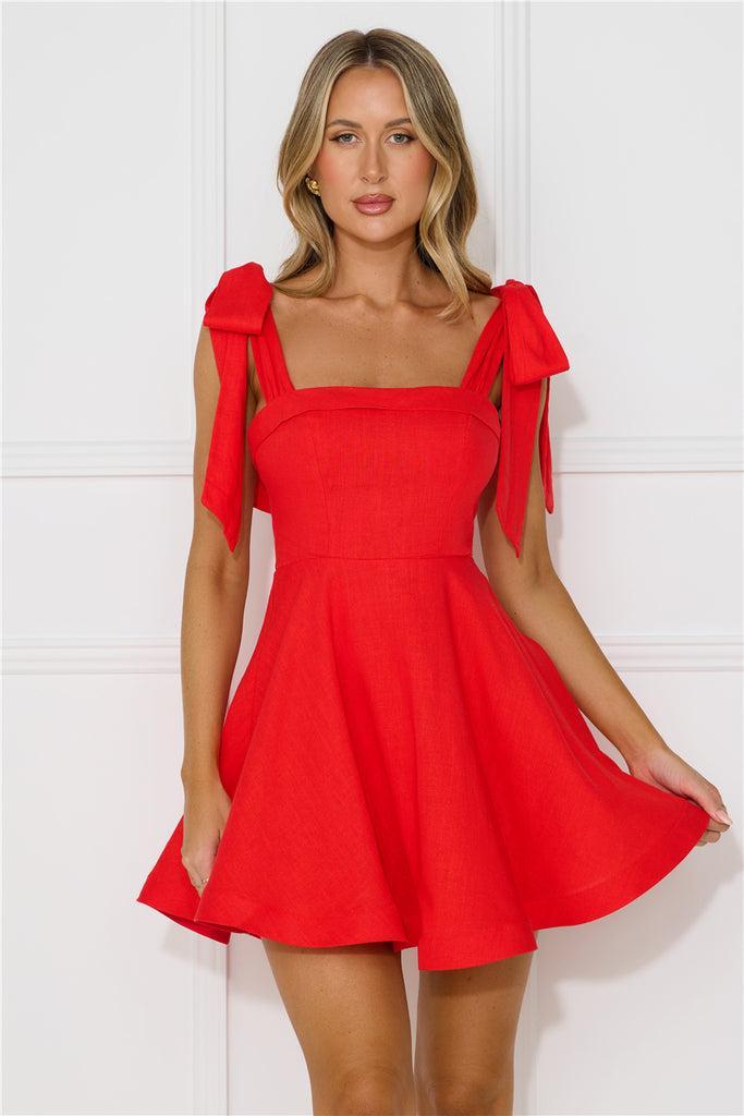 Beach Picnic Mini Dress Red Product Image