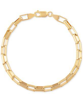 Esquire Mens Jewelry Elongated Box Link Chain Bracelet in 14k Gold-Plated Sterling Silver, Created for Macys Product Image