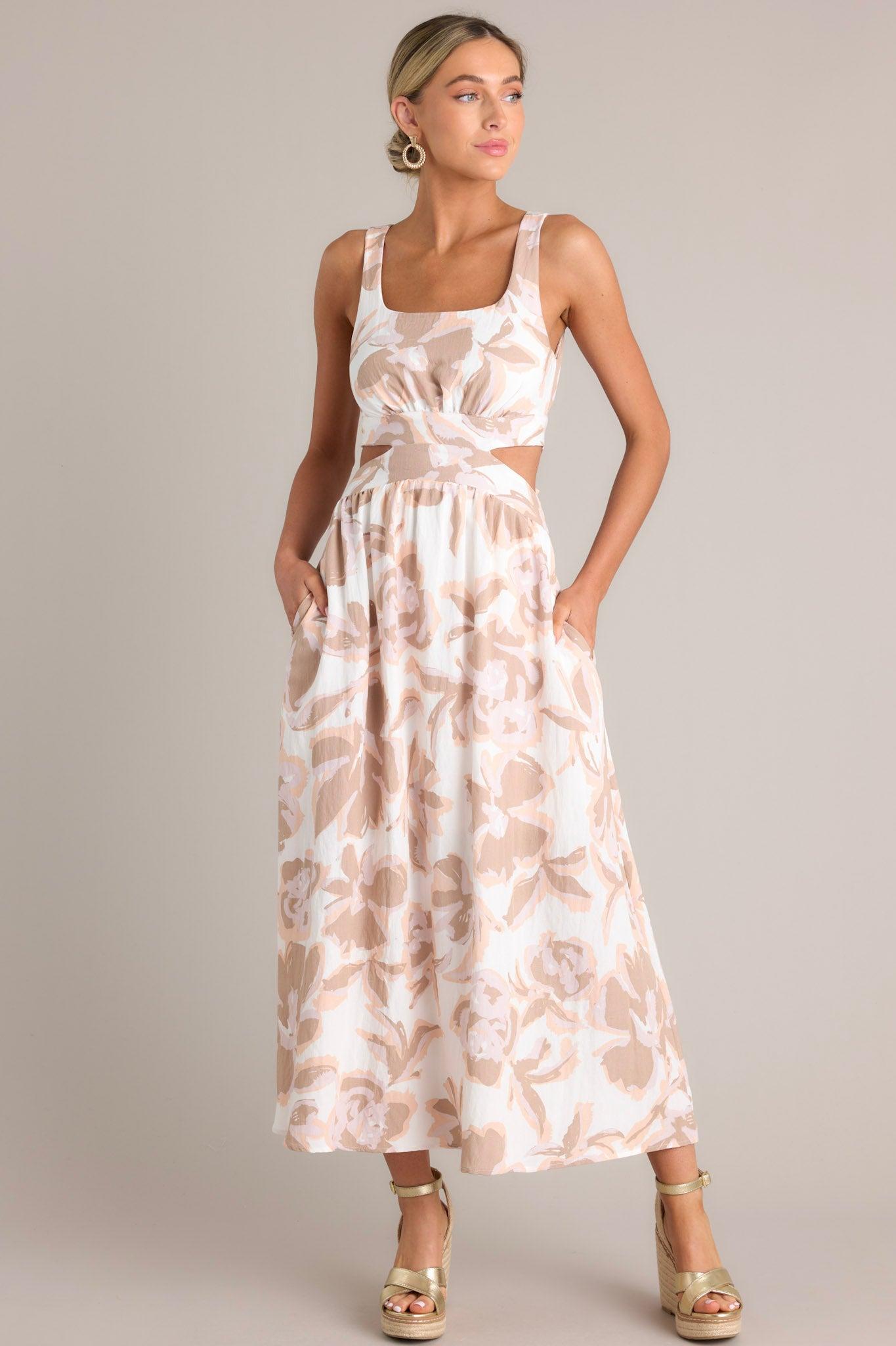 Radiant Day White Floral Cutout Maxi Dress Product Image