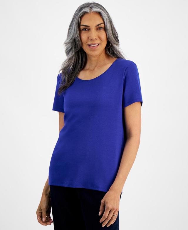 Women's Cotton Short-Sleeve Scoop-Neck Top, XS-4X, Created for Macy's Product Image