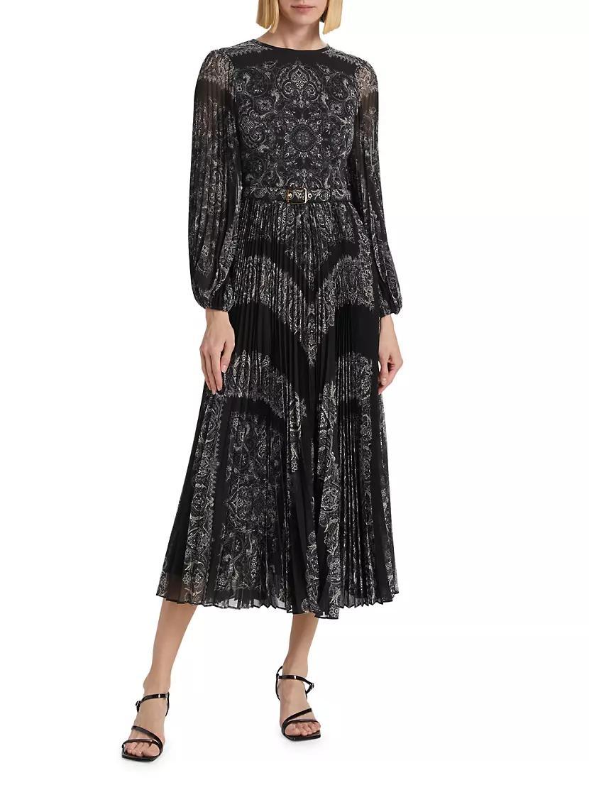 Sunray Paisley Belted Midi-Dress Product Image