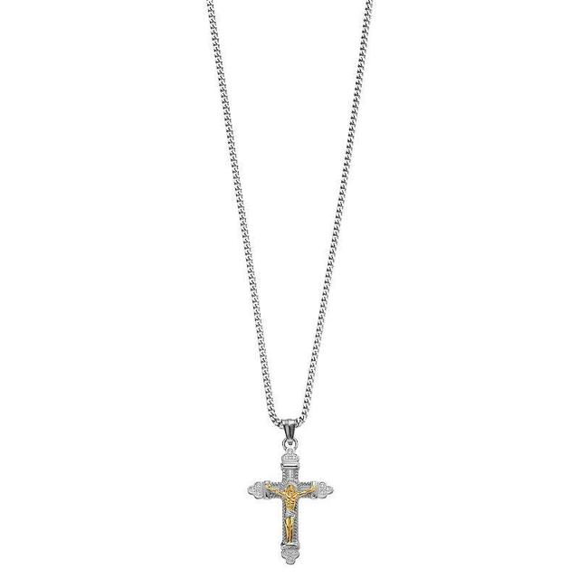 Diamond Brilliance Mens Gold Tone Stainless Steel 1/10 Carat T.W. Lab-Created Diamond Cross Pendant Necklace Multi Product Image