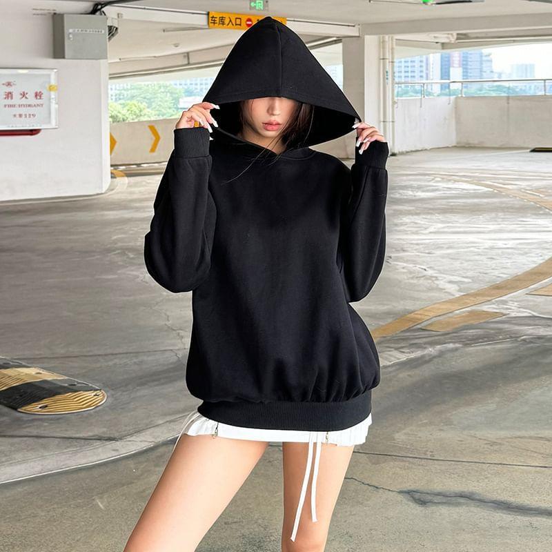 Round Neck Plain Oversized Hoodie Product Image