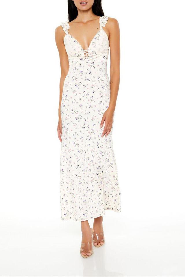 Plunging Ditsy Floral Maxi Dress | Forever 21 Product Image