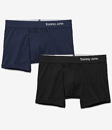 Tommy John Cool Cotton 4 Boxer Brief 2 Pack (Navy/Black) Men's Underwear Product Image