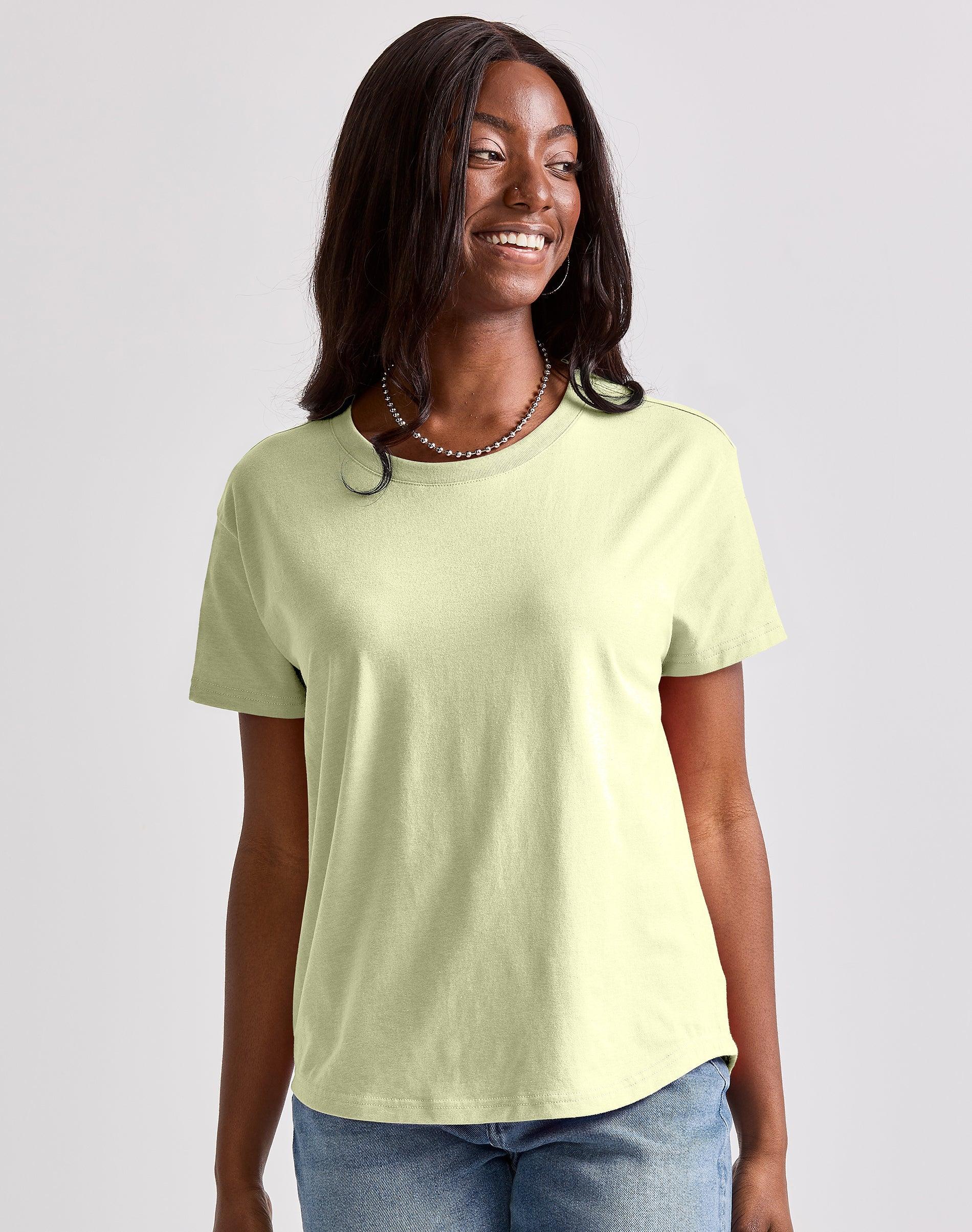 Womens Hanes Originals Relaxed Fit Cotton Tee Light Grey Product Image