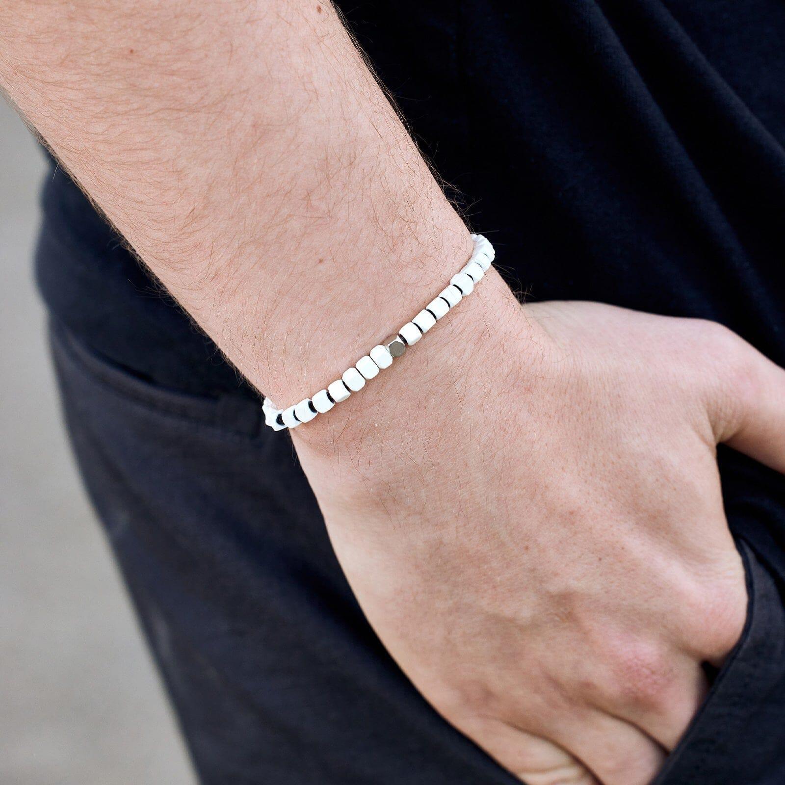 Men's Coated Hematite Stretch Bracelet Product Image